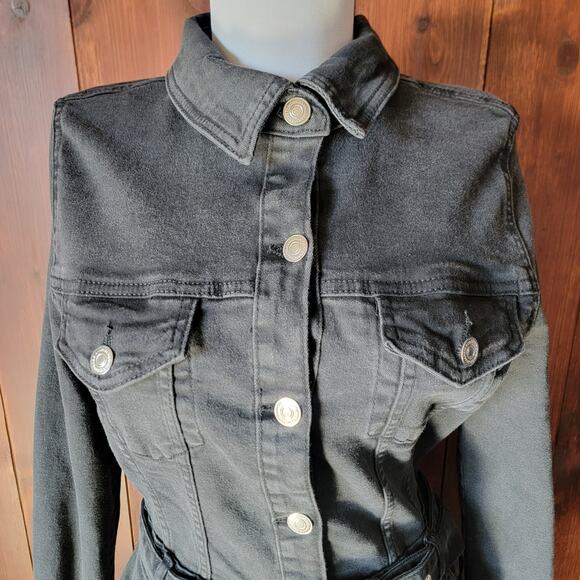 Belted Western Dress Women US 10 UK 14 Charcoal Grey Bodycon ASOS Parisian Tall - Picture 6 of 16